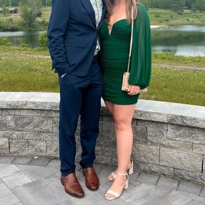 12th tribe EMERALD MESH MINI DRESS - green wedding guest dress, party dress